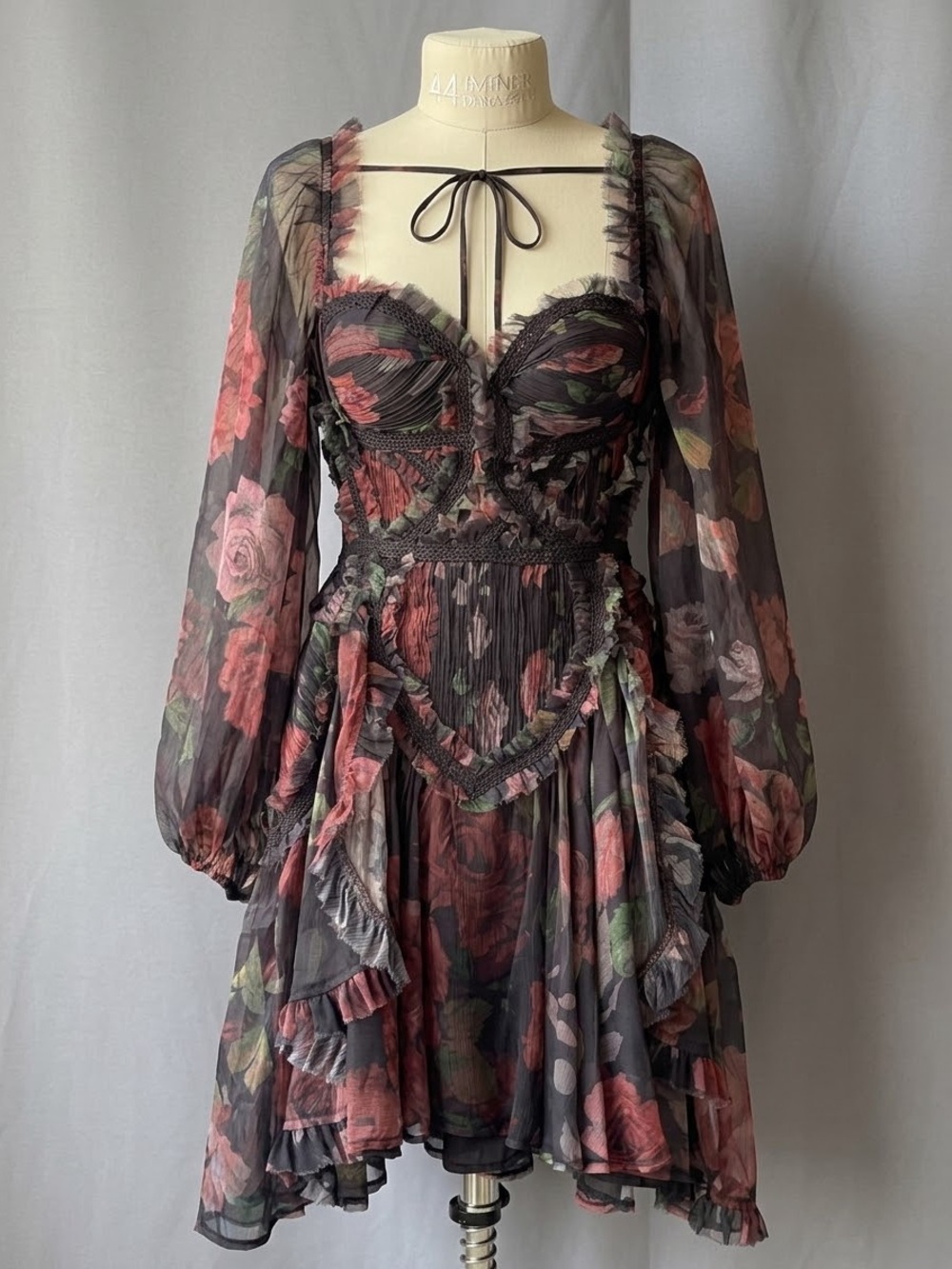 ASOS Black Mini Dress with Red Floral Print - Picture 4 of 13